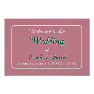 Dusty Rose and Emerald Green Wedding Glossy Poster