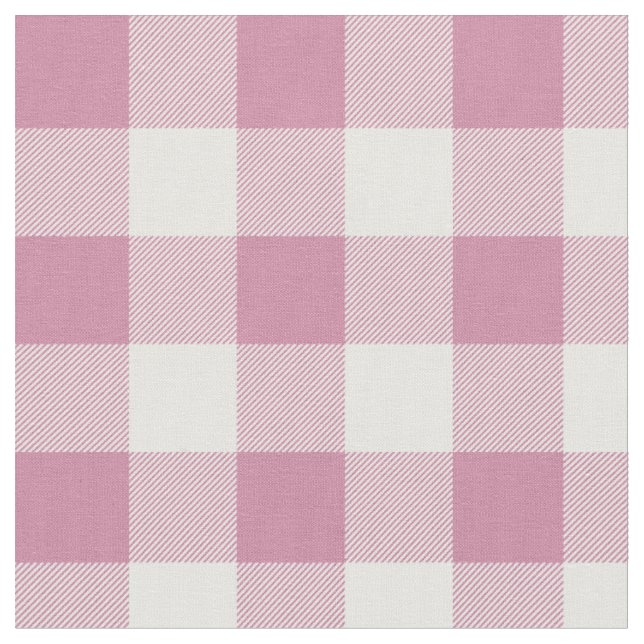 Dusty Rose and White Gingham Plaid Fabric (Close Up)
