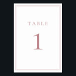 Dusty Rose and White Minimalist Table Number<br><div class="desc">Dusty Rose and White Classic Minimalist Table Number - fully customizable. **PLEASE NOTE: To order,  simply adjust your table number and add each number to your cart separately. Then check out once you are finished.</div>