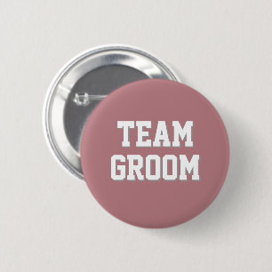 Dusty Rose Athletic Letters Team Groom 2 Inch Round Button