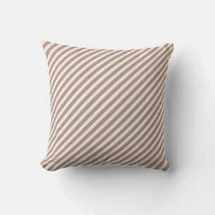 Dusty Rose B48E92, Beige Off White F5F5DC Stripes Throw Pillow