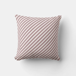 Dusty Rose B48E92 / Snow White FFFAFA Stripes Throw Pillow