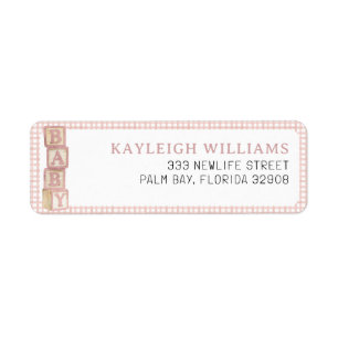 Dusty Rose Baby Blocks Return Address Label
