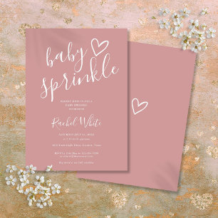 Dusty Rose Baby Girl Baby Sprinkle Shower Invitation