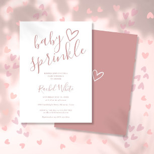 Dusty Rose Baby Girl Baby Sprinkle Shower Invitation
