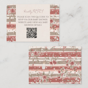 Dusty Rose Baby Girl QR Code RSVP Card