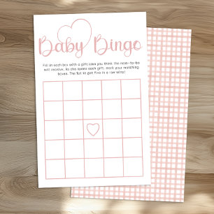 Dusty Rose Baby Shower Bingo Game Card