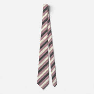 Dusty Rose, Beige & Charcoal Gray Stripes Tie