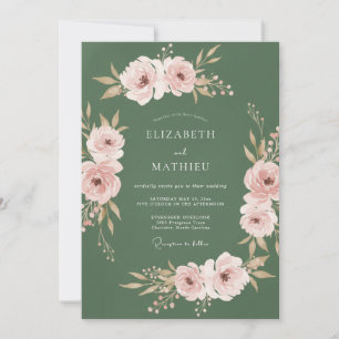 Dusty Rose Blossom Wedding Invitation