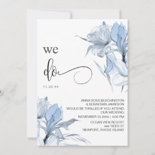 *~* Dusty Rose Blue Floral RSVP - QR  AR15 WEDDING Invitation
