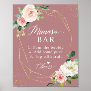 Dusty Rose Blush Bridal Shower Mimosa Bar Sign