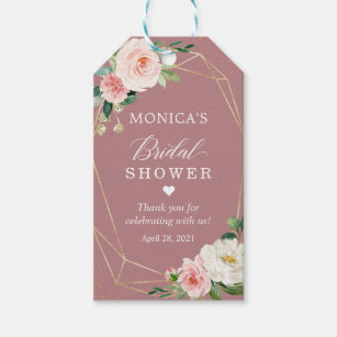 Dusty Rose Blush Floral Bridal Shower Thank You Gift Tags