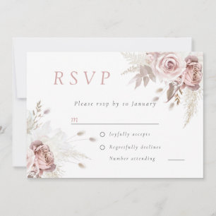 Dusty Rose Blush Floral Digital RSVP for Wedding Invitation