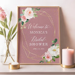 Dusty Rose Blush Floral Gold Bridal Shower Sign<br><div class="desc">This Dusty Rose Blush Floral Geometric Bridal Shower Sign is the perfect addition to any bridal shower decor. The combination of blush pink and gold geometric shapes creates a stylish and modern look that is sure to impress. The dusty rose floral design adds a touch of elegance and romance to...</div>