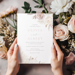 Dusty Rose, Blush & Ivory All Seasons Wedding Invitation