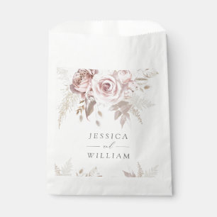 Dusty Rose Blush Ivory Floral Wedding Reception Favour Bag