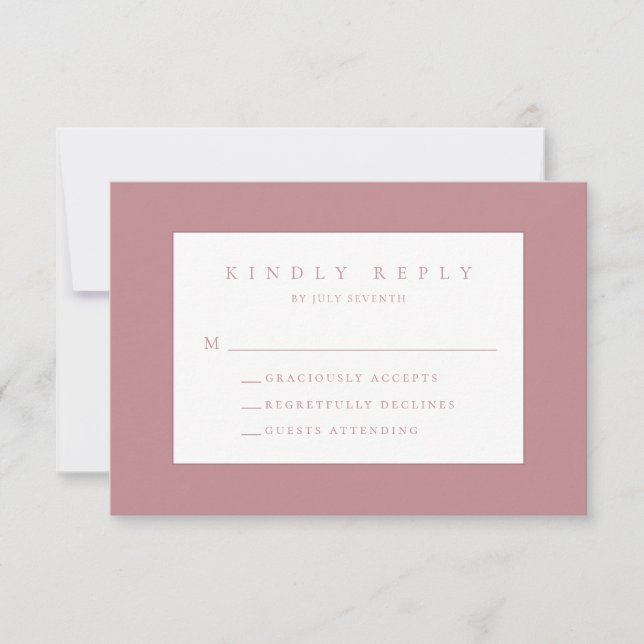 Dusty Rose Blush moderne mariage carte RSVP (Devant)