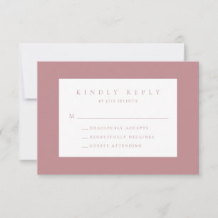 Dusty Rose Blush moderne mariage carte RSVP