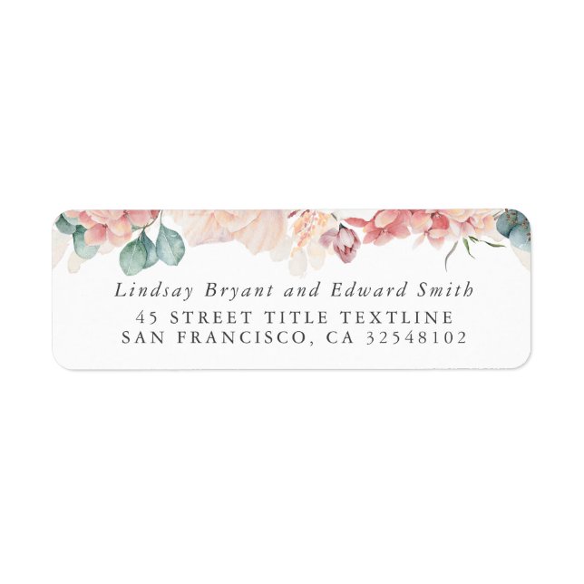 Dusty Rose Blush Peach Floral Label (Front)