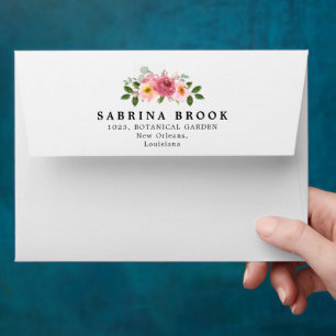 Dusty Rose   Blush Pink  Floral Wedding Envelope