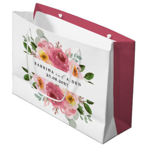 Dusty Rose   Blush Pink Floral Wedding  Large Gift Bag