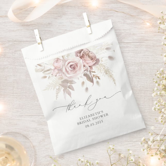 Dusty Rose Boho Blush Flowers Bridal Shower Favour Bag (Clipped)