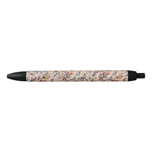 Dusty Rose Boho Floral Watercolor Basic Pen (Front)
