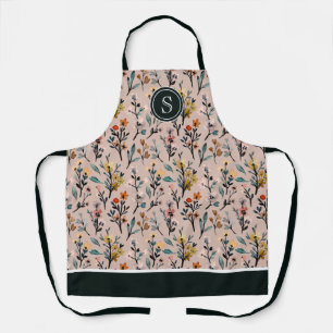 Dusty Rose Boho Floral Watercolor Custom Apron