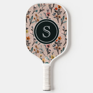 Dusty Rose Boho Floral Watercolor Custom Pickleball Paddle
