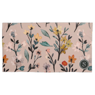 Dusty Rose Boho Floral Watercolor Custom Pillowcase