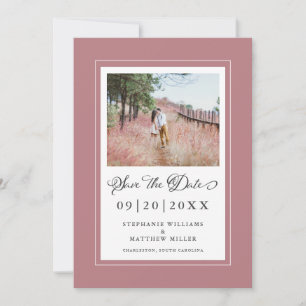 Dusty Rose Borders Photo Save The Date Wedding