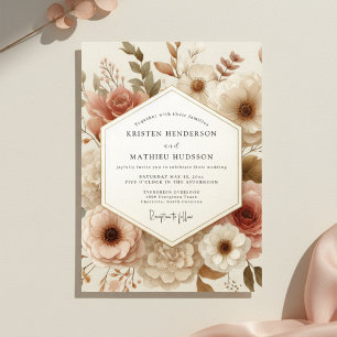 Dusty Rose Botanical Bloom Wedding Invitation