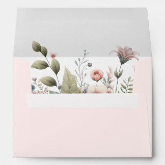 Dusty Rose Botanical Wedding Floral Return Address Envelope