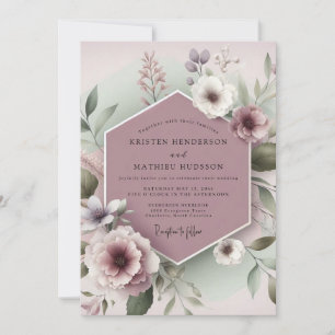 Dusty Rose Botanical Whimsy Wedding Invitation