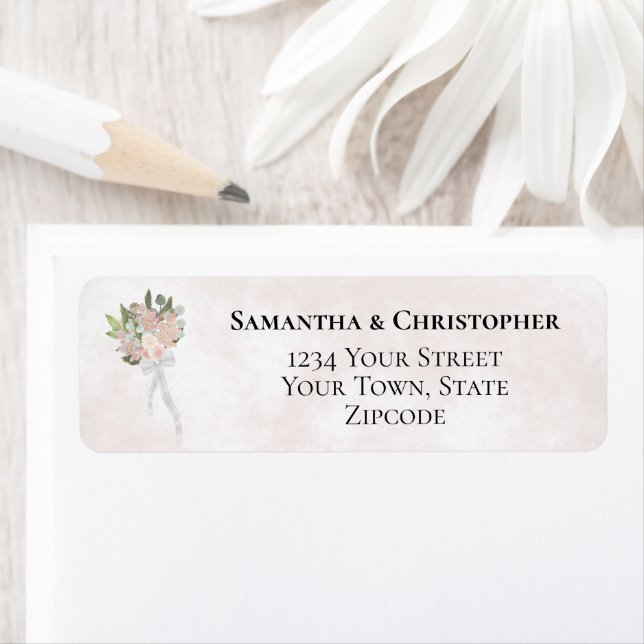 Dusty Rose Bouquet Mariage Adresse de retour (En situation)