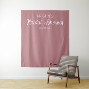 Dusty Rose Bridal Shower Photo Backdrop Tapestry