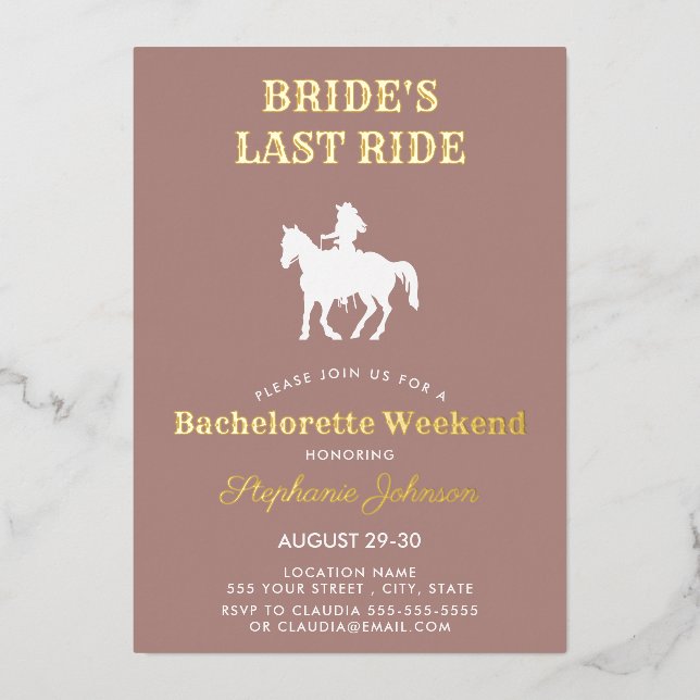 Dusty Rose Bride's Last Ride Bachelorette Weekend  (Front)