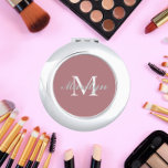 Dusty Rose Bridesmaid Initial and Name Compact Mirror<br><div class="desc">A personalized compact mirror for your wedding bridesmaid or maid of honour that has her initial and name on a trendy,  dusty rose colour background. Edit to replace initial and name. Select your compact mirror style.</div>