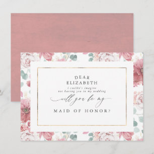 Dusty Rose Bridesmaid Maid of Honour Proposal Invitation