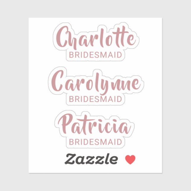 Dusty Rose Bridesmaid Name Custom-Cut Sticker (Sheet)