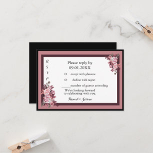 Dusty Rose Burgandy Wedding RSVP Invitation