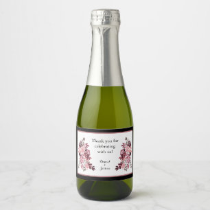 Dusty Rose Burgundy Favour Mini Sparkling Wine Lab Sparkling Wine Label