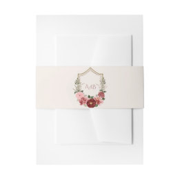 Dusty Rose Burgundy Floral Wedding Monogram Belly Invitation Belly Band