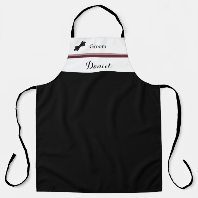 Dusty Rose Burgundy Groom Wedding Apron (Front)