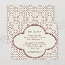 Dusty Rose Burgundy Quatrefoil Wedding Detail Card