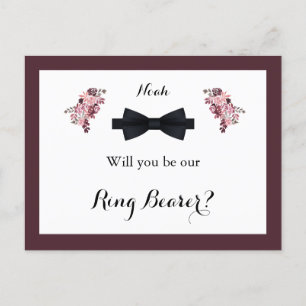 Dusty Rose Burgundy Ring Bearer Request Card