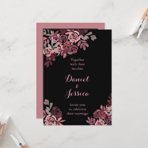 Dusty Rose Burgundy Wedding Invitation