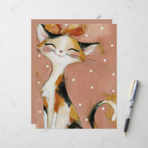 Dusty Rose Calico Orange Jet Black Whimsical Cat