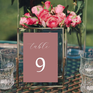 Dusty rose calligraphy elegant table number