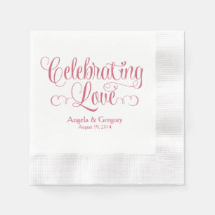 Dusty Rose Celebrating Love Personalized Wedding Napkin